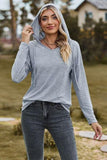 Drawstring Dropped Shoulder Hooded T-Shirt - Trendsi