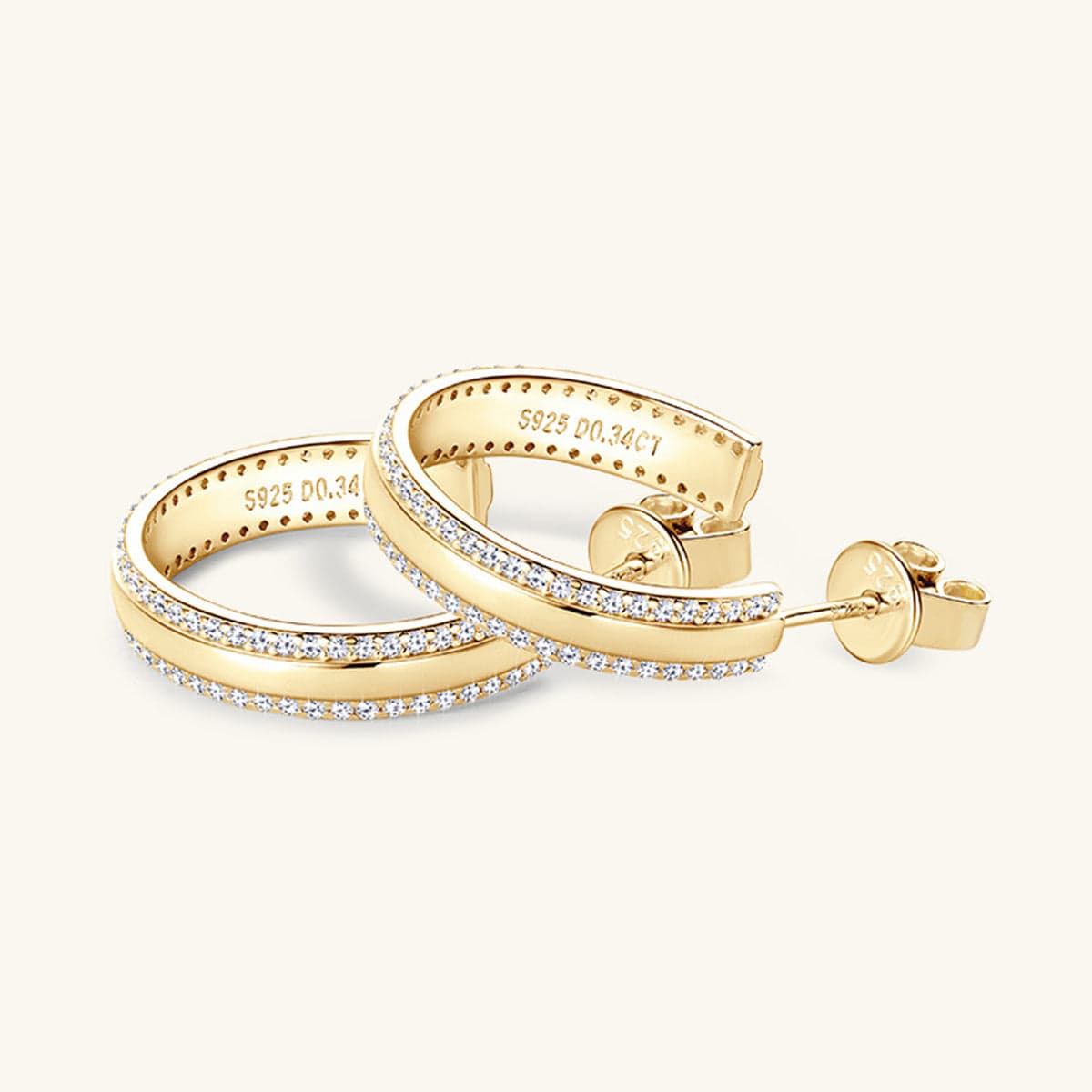 925 Sterling Silver Inlaid Moissanite C-Hoop Earrings - Trendsi