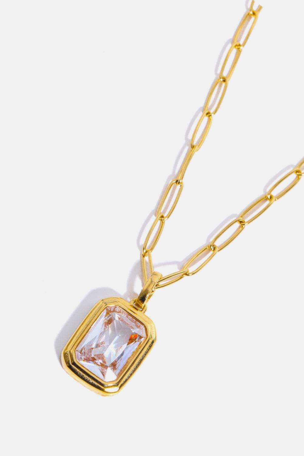 Zircon 18K Gold-Plated Geometrical Shape Pendant Necklace - Trendsi - Flyclothing LLC