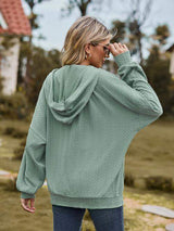 Zip Up Drawstring Long Sleeve Hooded Jacket - Trendsi - Flyclothing LLC