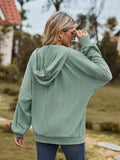 Zip Up Drawstring Long Sleeve Hooded Jacket - Flyclothing LLC