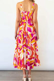 Printed Smocked Square Neck Tiered Sleeveless Dress - Trendsi - Flyclothing LLC