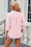Eyelet Notched Knit Jacquard Top - Trendsi - Flyclothing LLC