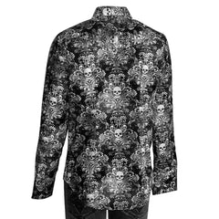 Rockmount Clothing Womens Charcoal Skulls Print Western Shirt In Black Grey - Flyclothing LLC