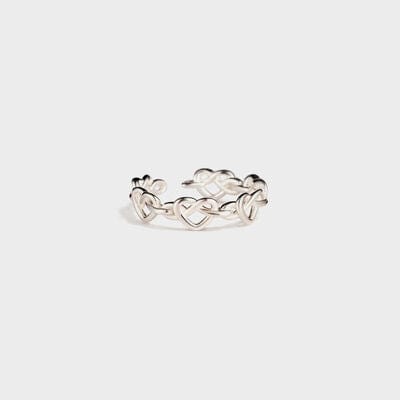 Knotted Hearts 925 Sterling Silver Open Ring - Trendsi