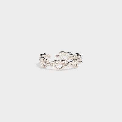 Knotted Hearts 925 Sterling Silver Open Ring - Trendsi - Flyclothing LLC