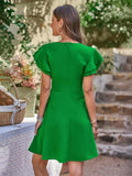 Flutter Sleeve V-Neck Dress - Trendsi