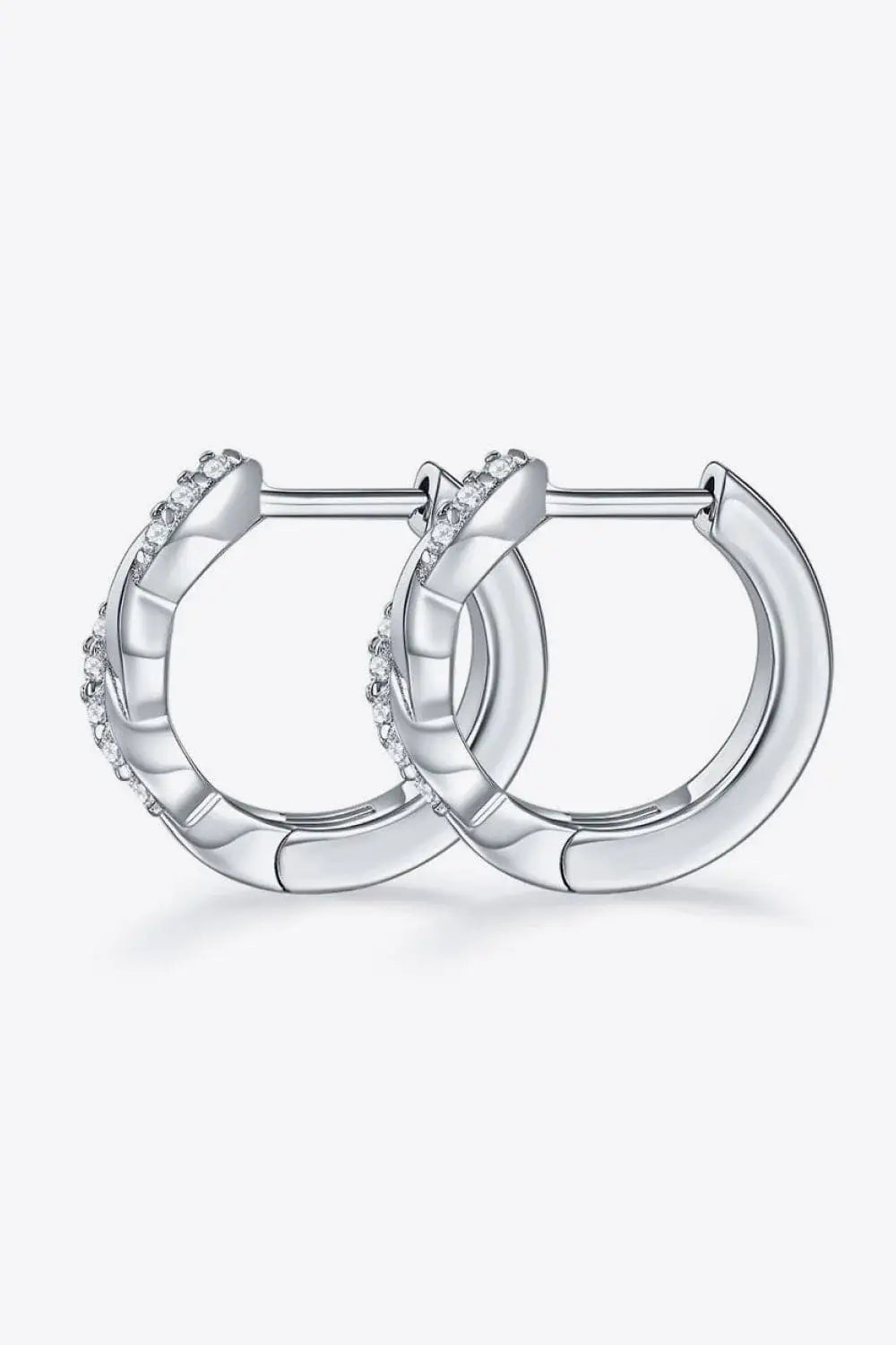 Moissanite Twisted Platinum-Plated Earrings - Trendsi - Flyclothing LLC