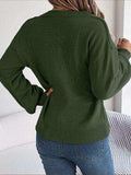 Cable-Knit Buttoned V-Neck Sweater - Trendsi - Flyclothing LLC