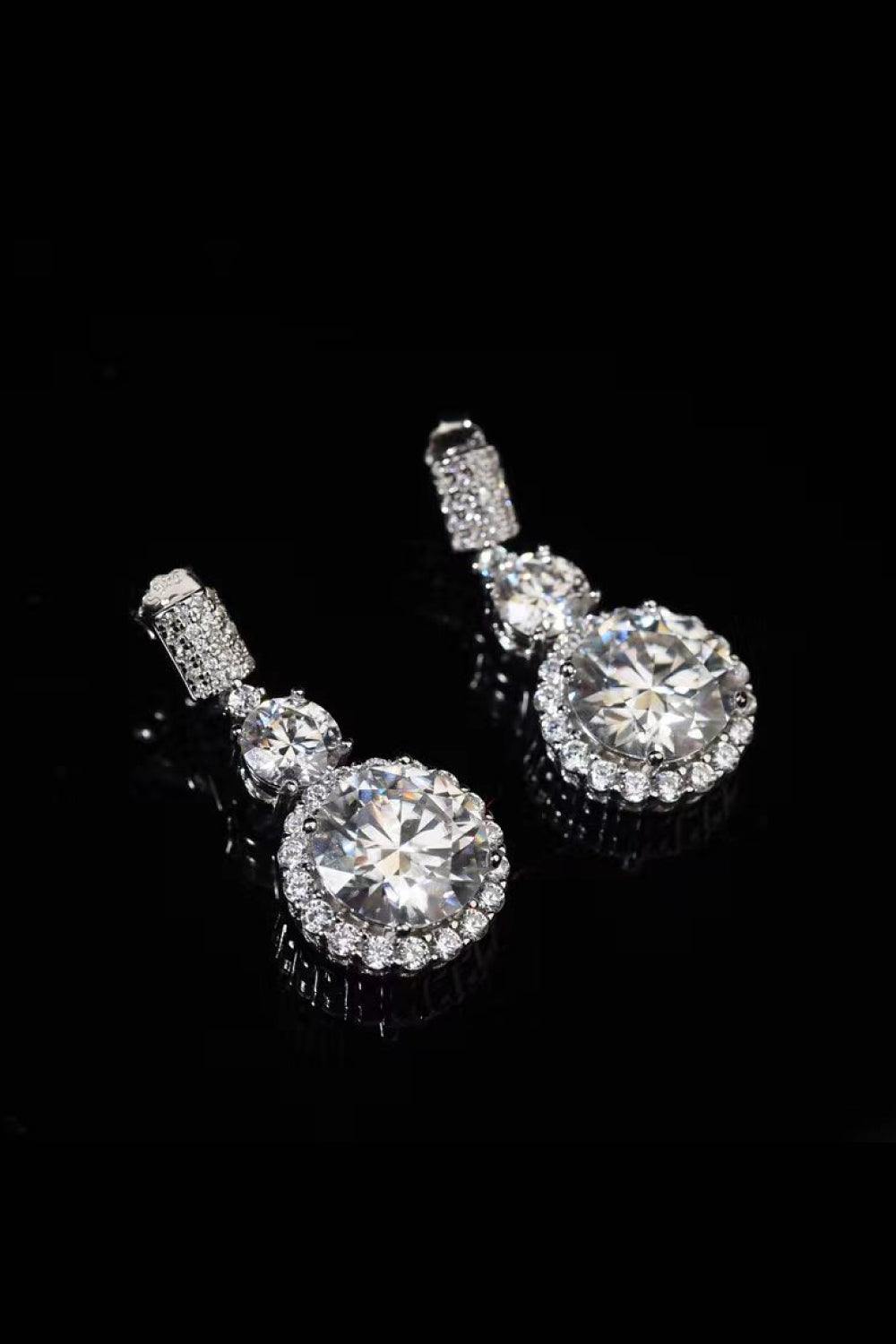 12 Carat Moissanite Platinum-Plated Drop Earrings - Trendsi