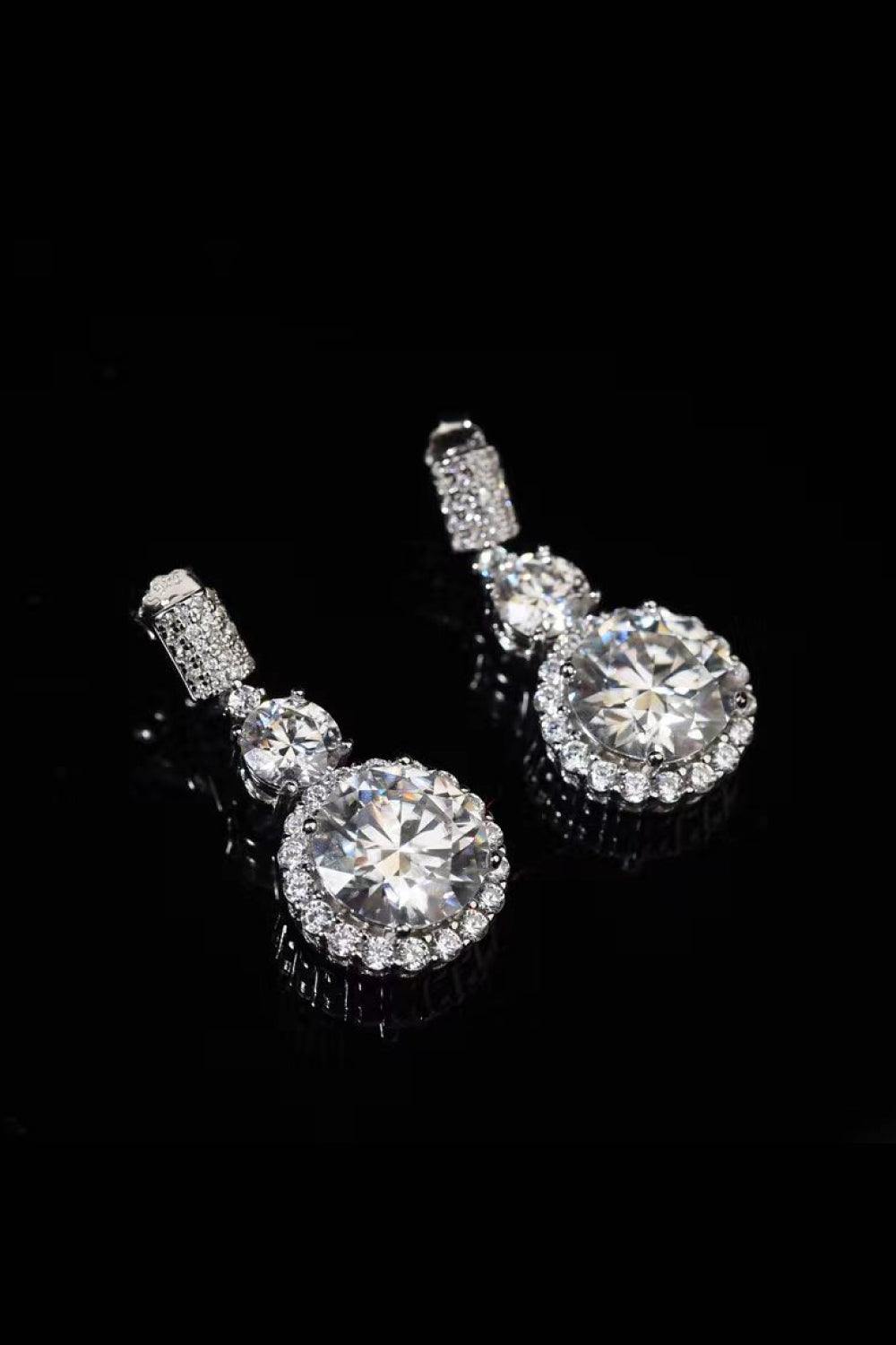 12 Carat Moissanite Platinum-Plated Drop Earrings - Flyclothing LLC