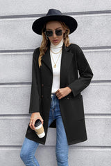 Lapel Collar Long Sleeve Blazer - Trendsi - Flyclothing LLC