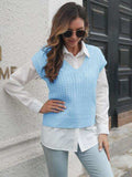 Cable-knit V-Neck Sweater Vest - Trendsi - Flyclothing LLC