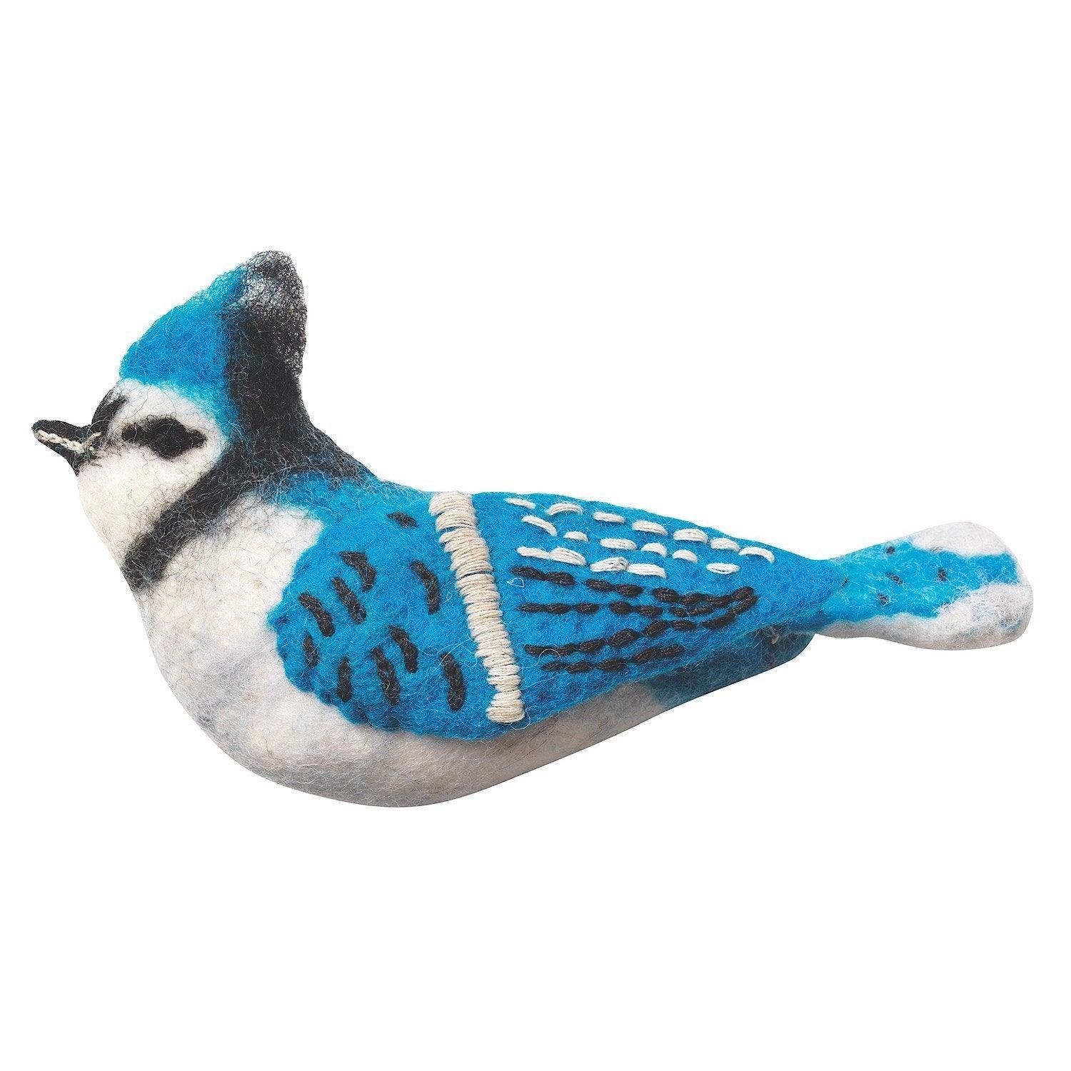 Felt Bird Garden Ornament - Blue Jay - Wild Woolies (G) - Wild Woolies