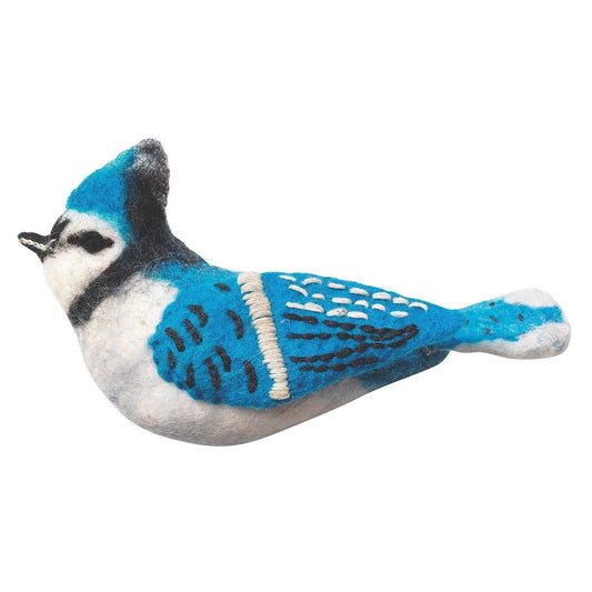 Felt Bird Garden Ornament - Blue Jay - Wild Woolies (G) - Flyclothing LLC