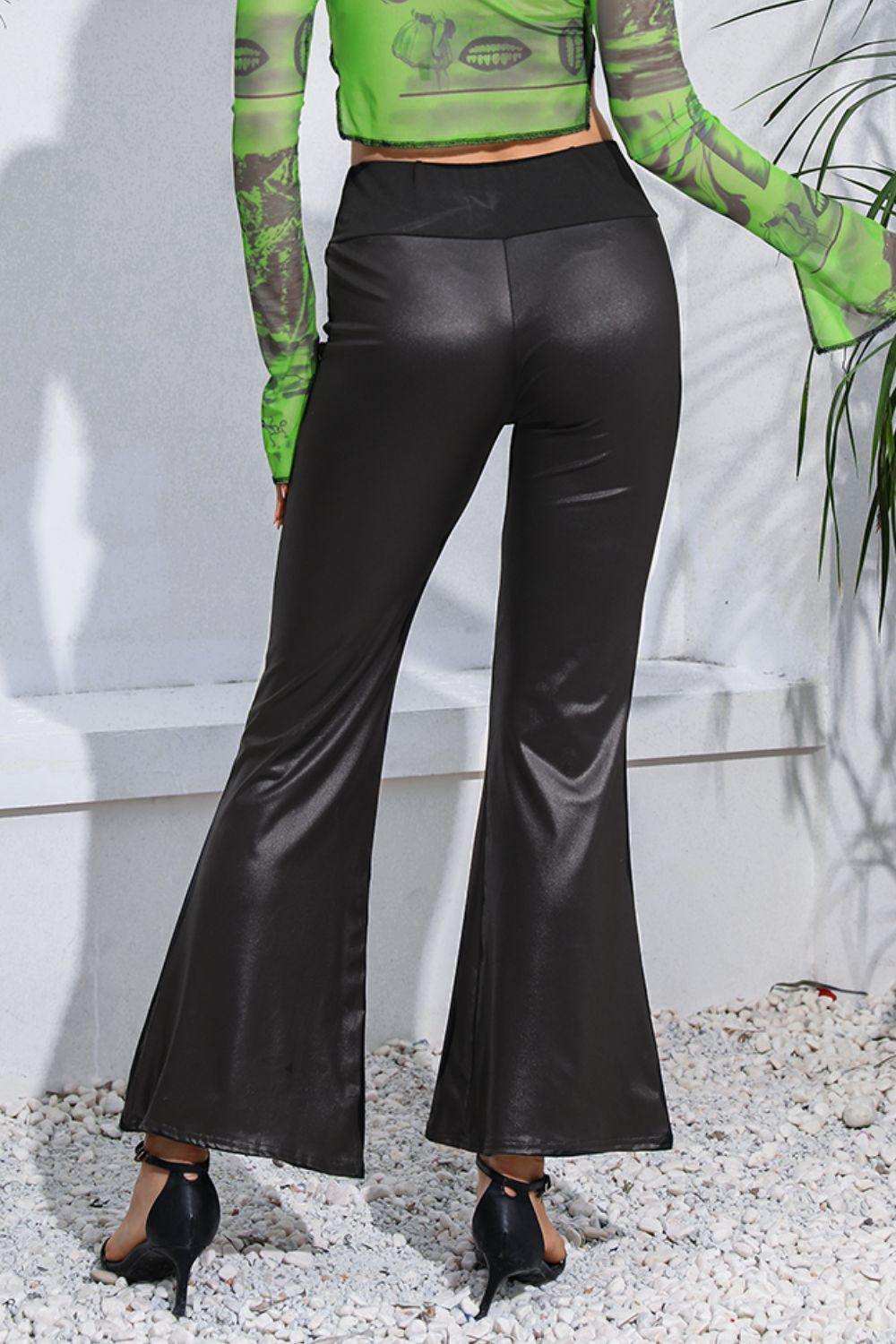 Wide Waistband Long Flare Pants - Trendsi - Flyclothing LLC