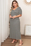 Plus Size V-Neck Side Slit Maxi Dress - Trendsi - Flyclothing LLC