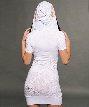 Rebel Spirit White Hooded Fleur Di Lis Dress - Flyclothing LLC