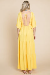 Culture Code Backless Plunge Half Sleeve Tiered Dress - Trendsi