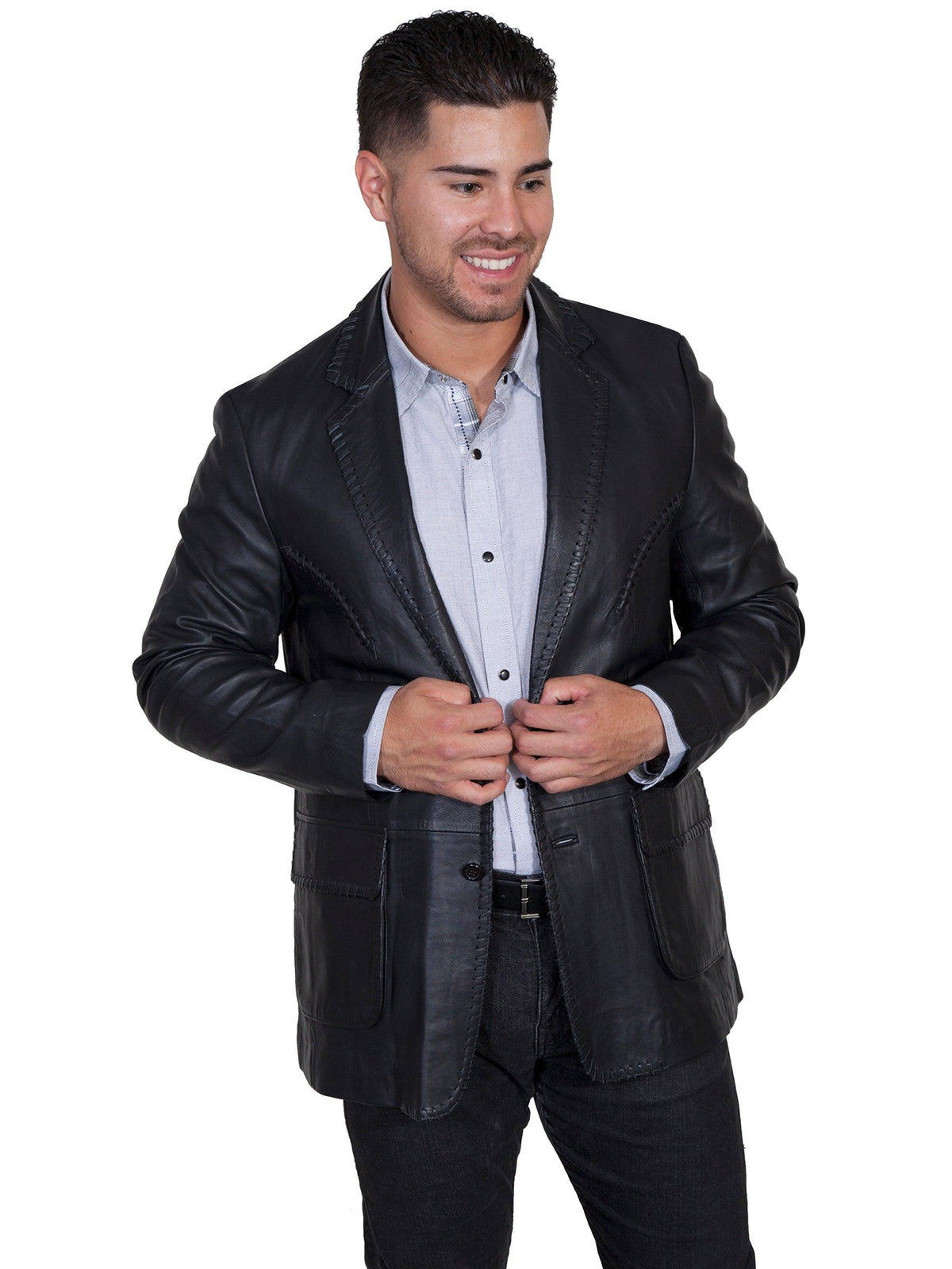 Scully Leather Black Lamb Laced Mens Blazer - Flyclothing LLC