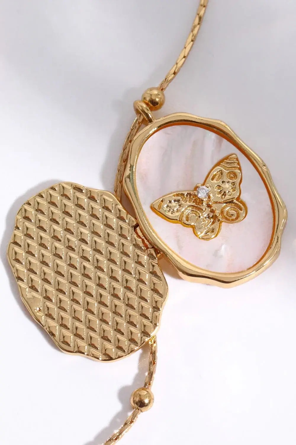 Butterfly Shell Pendant Copper Necklace - Trendsi - Flyclothing LLC