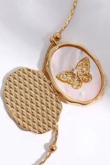 Butterfly Shell Pendant Copper Necklace - Trendsi - Flyclothing LLC