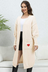 Lantern Sleeve Open Front Pocketed Cardigan - Trendsi - Flyclothing LLC