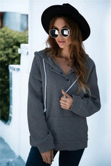 Quarter Snap Drawstring Hoodie with Kangaroo Pocket - Trendsi - Flyclothing LLC