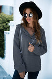 Quarter Snap Drawstring Hoodie with Kangaroo Pocket - Trendsi - Flyclothing LLC