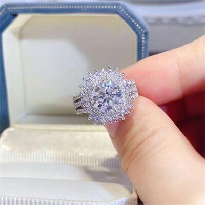 2 Carat Moissanite 925 Sterling Silver Ring - Trendsi