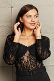 Lace Long Sleeve Bodysuit - Trendsi