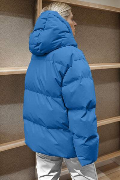 Pocketed Zip Up Hooded Puffer Jacket - Trendsi - Flyclothing LLC