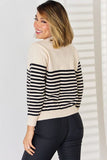 Striped Button Up Long Sleeve Cardigan - Trendsi