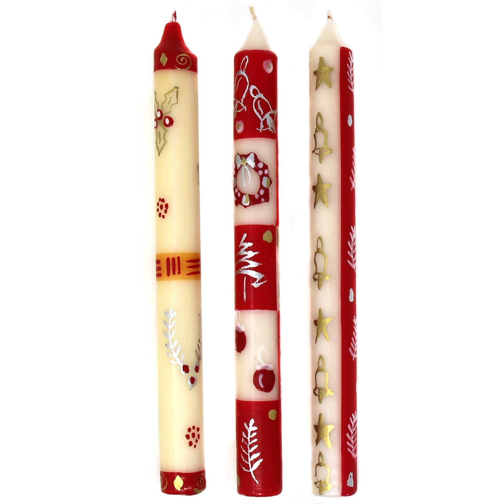 Tall Hand Painted Candles - Three in Box - Kimeta Design - Nobunto - Flyclothing LLC