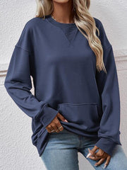 Round Neck Long Sleeve Sweatshirt - Flyclothing LLC