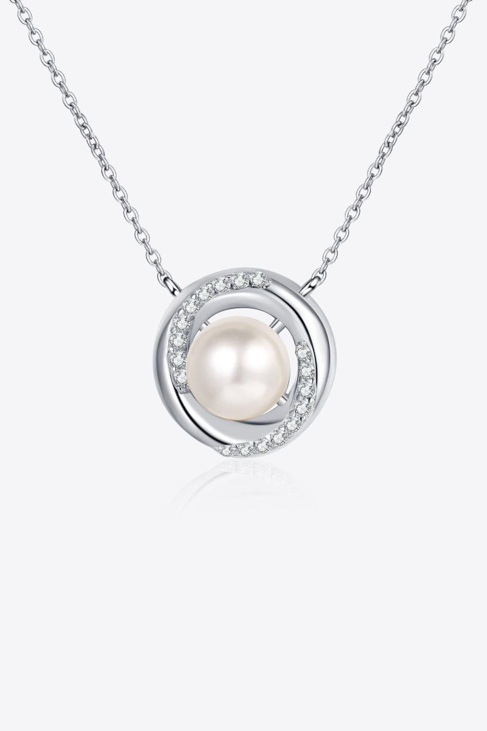 Moissanite Pearl Rhodium-Plated Necklace - Flyclothing LLC
