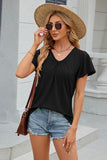 V-Neck Flutter Sleeve T-Shirt - Flyclothing LLC