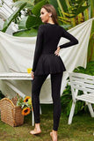 Mock Neck Long Sleeve One-Piece Swimwear - Trendsi - Flyclothing LLC