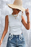 Drawstring Detail Round Neck Tank - Trendsi