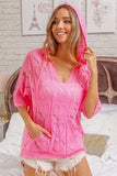 BiBi Openwork Heart Hooded Knit Top - Trendsi - Flyclothing LLC