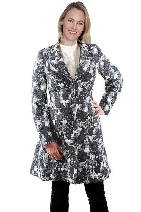 Scully BLACK-WHITE DAMASK PAISLEY FROCK COAT - Flyclothing LLC