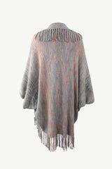 Multicolored Fringe Trim Poncho - Trendsi - Flyclothing LLC