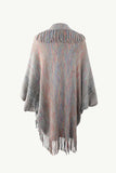 Multicolored Fringe Trim Poncho - Trendsi - Flyclothing LLC