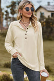 Half Button Dropped Shoulder Blouse - Trendsi - Flyclothing LLC