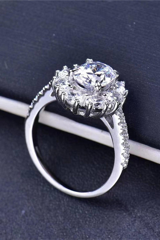 2 Carat Moissanite Floral 925 Sterling Silver Ring - Trendsi