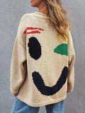 Contrast Drop Shoulder Long Sleeve Sweater - Trendsi - Flyclothing LLC