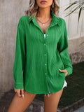 Button Up Dropped Shoulder Shirt - Trendsi - Flyclothing LLC