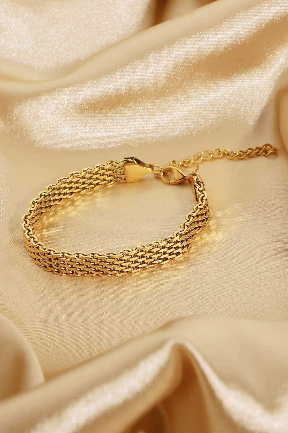 18K Gold-Plated Wide Chain Bracelet - Trendsi - Flyclothing LLC