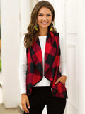 Plaid Open Front Sleeveless Cardigan - Trendsi - Flyclothing LLC