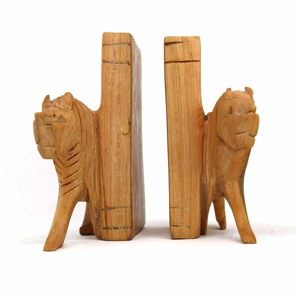 Carved Wood Lion Book Ends, Set of 2 - Jedando - Flyclothing LLC